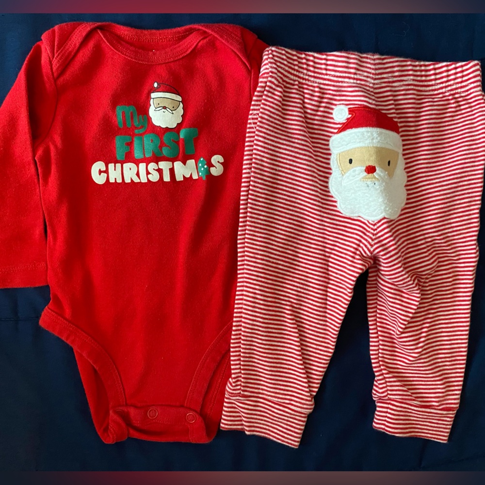 6 Months Carter’s Unisex Gender Neutral My First Christmas 2 Piece outfit